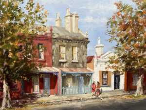 Keith Martin, terrace houses, 1973. Oil painting on board