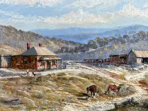 Maureen Joy Reschke (1933-), Australian farm scene. Oil painting on board