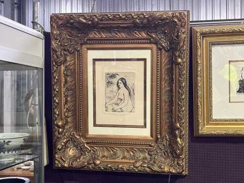 After Pierre-Auguste Renoir (1841-1919), Woman Bathing, Seated. Etching on paper