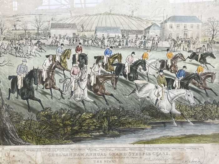 After Charles Hunt, Cheltenham Annual Grand Steeple Chase, 1841. Antique print on paper
