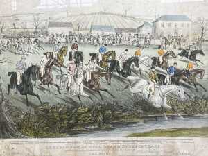 After Charles Hunt, Cheltenham Annual Grand Steeple Chase, 1841. Antique print on paper