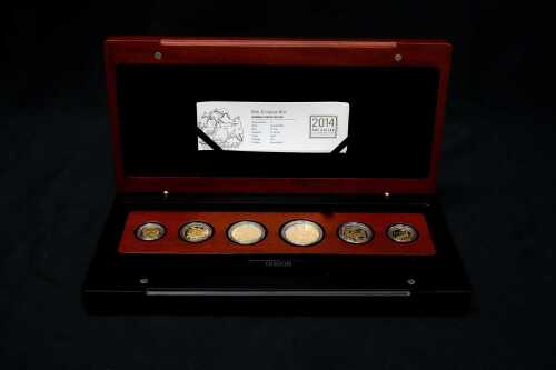 Australian 2014 six-coin gold proof year set, 24ct gold 113.54g total