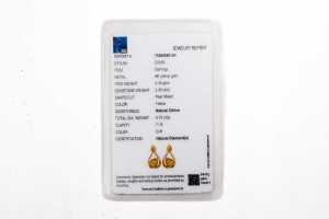 A pair of citrine and diamond earrings in 9 carat yellow gold - 5