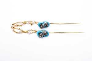 An antique French double pin in 18 carat yellow gold - 3