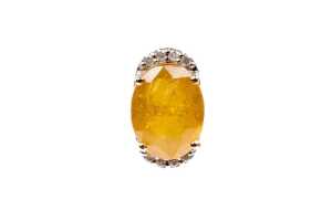 A pair of yellow sapphire and diamond earrings in 9 carat yellow gold - 2