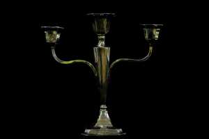 Pair of antique English weighted sterling silver candelabra - 2