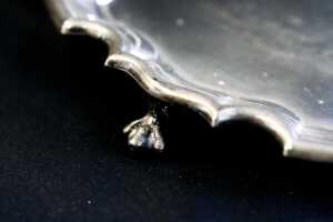 English sterling silver tri-footed salver, weight 302g - 2