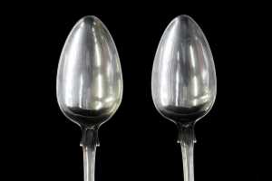 Pair of Georgian sterling silver tablespoons, weight 198g - 2