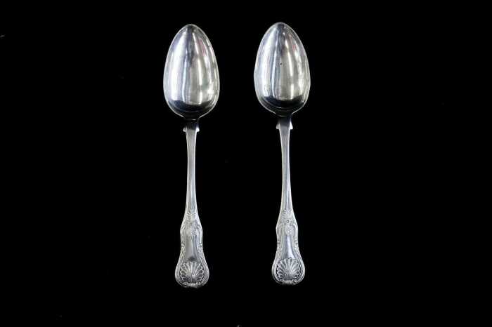 Pair of Scottish William IV sterling silver tablespoons, weight 138g