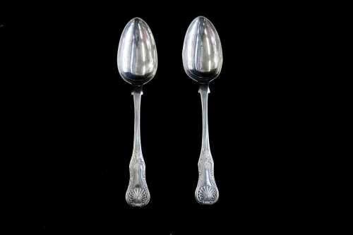 Pair of Scottish William IV sterling silver tablespoons, weight 138g