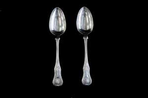 Pair of Scottish William IV sterling silver tablespoons, weight 138g