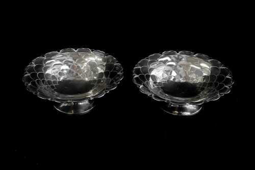 Two English sterling silver footed bonbon dishes, weight 180g