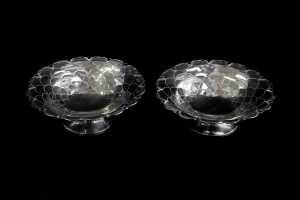 Two English sterling silver footed bonbon dishes, weight 180g