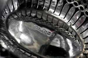 Antique English sterling silver pierced basket, weight 73g - 4