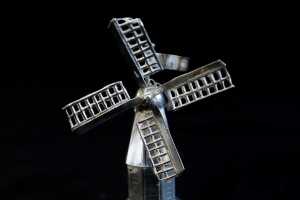 Pair of Dutch 833 silver miniature windmill figures - 2