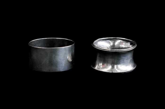 Two sterling silver napkin rings, weight 37g
