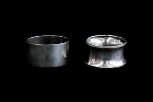 Two sterling silver napkin rings, weight 37g