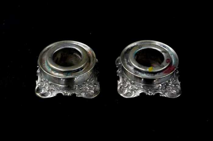 Pair of German 800 silver candle holders, weight 93g