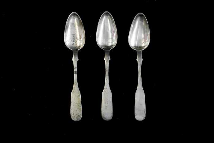 Three antique European 13 loth (812) silver tablespoons, weight 183g