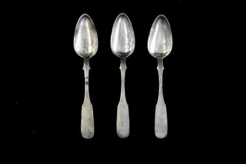 Three antique European 13 loth (812) silver tablespoons, weight 183g
