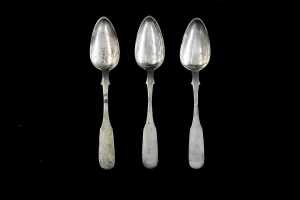 Three antique European 13 loth (812) silver tablespoons, weight 183g
