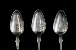 Three antique European 13 loth (812) silver tablespoons, weight 183g - 2