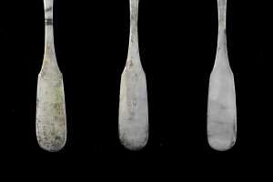 Three antique European 13 loth (812) silver tablespoons, weight 183g - 3