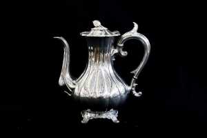 Victorian James Dixon and Sons silver plated three piece coffee service - 2