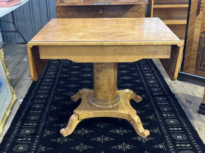 Scandinavian Biedermeier flame birch sofa table, c.1900