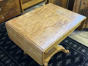 Scandinavian Biedermeier flame birch sofa table, c.1900 - 2