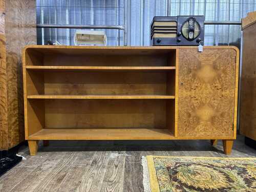 Scandinavian Art Deco maple and burr elm bookshelf