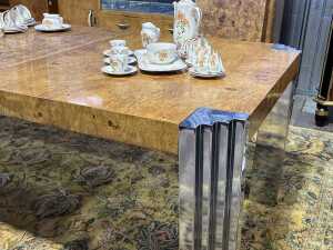 Art Deco style figured elm extension dining table - 5