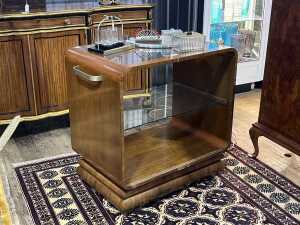 Art Deco walnut bar cart