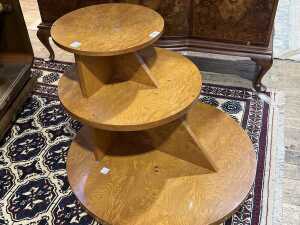 Art Deco style figured elm three tier circular stand - 2