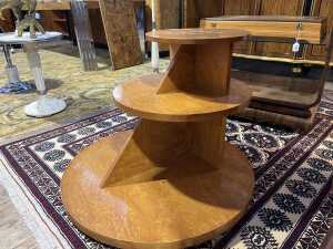 Art Deco style figured elm three tier circular stand - 3