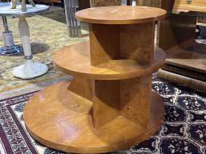 Art Deco style figured elm three tier circular stand - 4