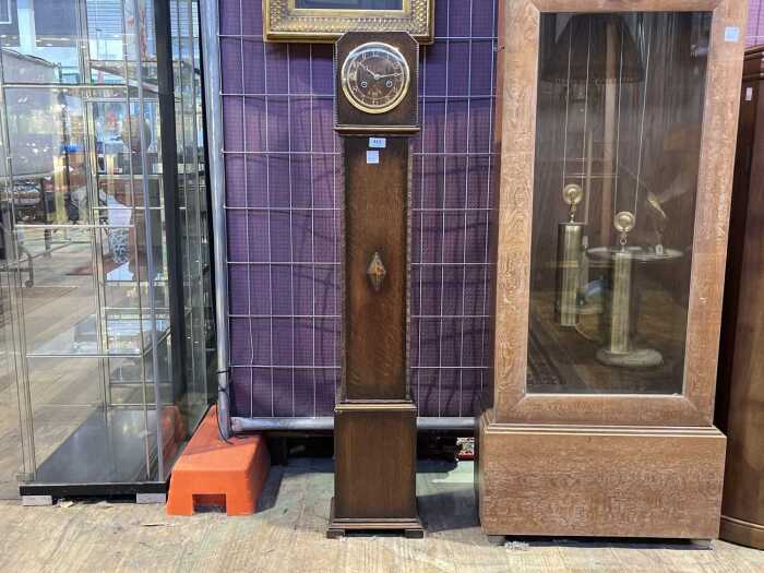 Jacobean style oak grandmother clock