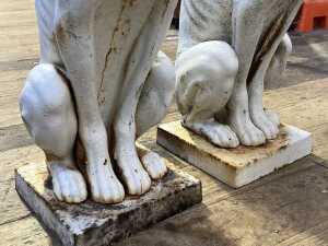 Pair of whippet dog cast iron statues - 4