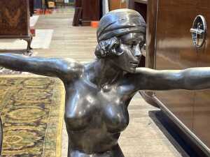 Art Deco style cast brass statue of a dancing woman - 2