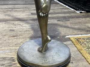 Art Deco style cast brass statue of a dancing woman - 4