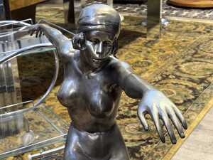 Art Deco style cast brass statue of a dancing woman - 5