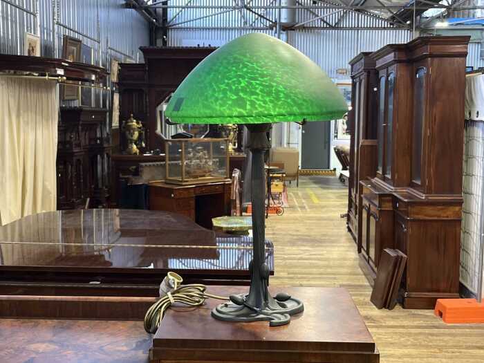 Art Nouveau style cast brass table lamp