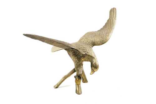 Vintage cast brass perched eagle statue