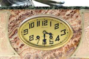 French Art Deco marble and spelter mantel clock - 2