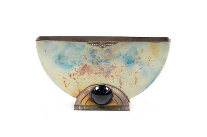 Art Deco Armada silver-plated half-moon vase
