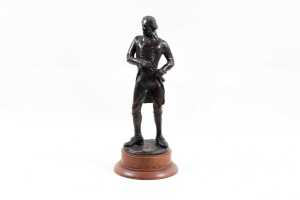 Artist unknown, Surgeon George Bass Rn. 1771-1803 bronze figure on timber