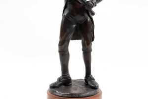 Artist unknown, Surgeon George Bass Rn. 1771-1803 bronze figure on timber - 3