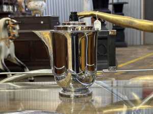 Art Deco chrome-plated and ebonised timber 3-piece tea set - 2