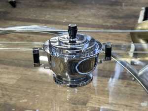 Art Deco chrome-plated and ebonised timber 3-piece tea set - 3
