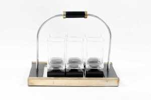 Art Deco and Deco-inspired hostess items in glass, metal and ebonised timber - 2